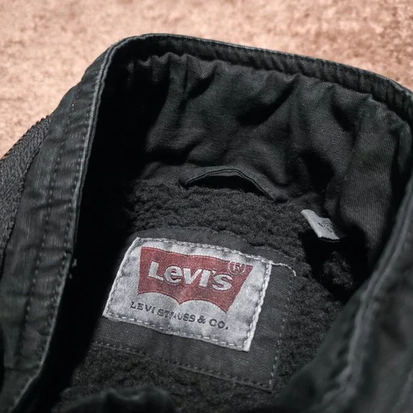 Levi's Military Jacket Men's Large Two-Pocket Sherpa Lined Black MSRP $180 7C024